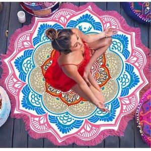 Boho Multicolored Round Pink Fringed Throw